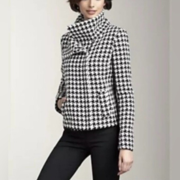 Talbots Women’s Black White Houndstooth Wool Blend Blazer Coat Jacket 6P - Picture 7 of 16